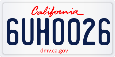 CA license plate 6UHO026