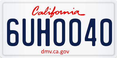 CA license plate 6UHO040
