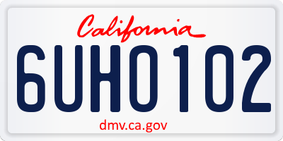 CA license plate 6UHO102