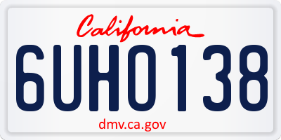 CA license plate 6UHO138