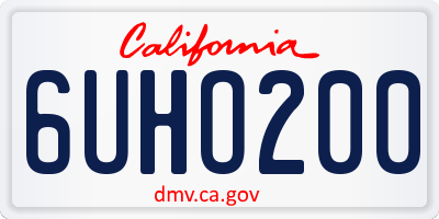 CA license plate 6UHO200