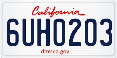 CA license plate 6UHO203