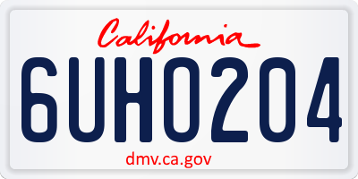CA license plate 6UHO204