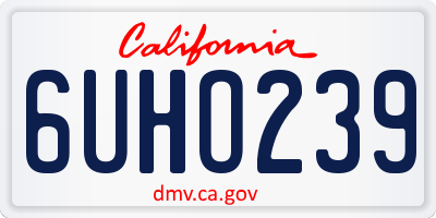 CA license plate 6UHO239