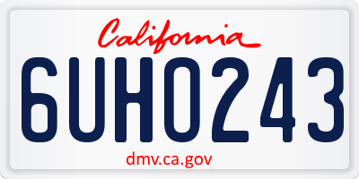 CA license plate 6UHO243