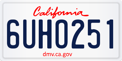 CA license plate 6UHO251