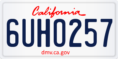 CA license plate 6UHO257