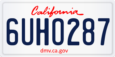 CA license plate 6UHO287