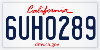 CA license plate 6UHO289