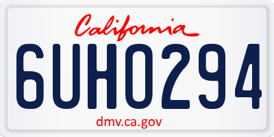 CA license plate 6UHO294