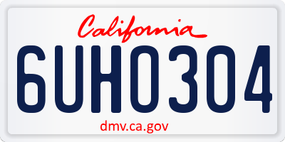 CA license plate 6UHO304