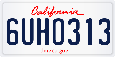CA license plate 6UHO313