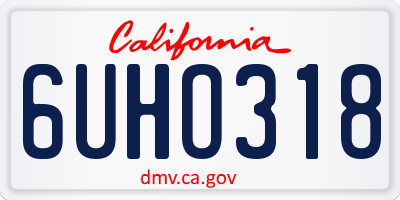 CA license plate 6UHO318