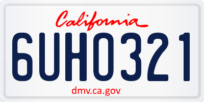 CA license plate 6UHO321