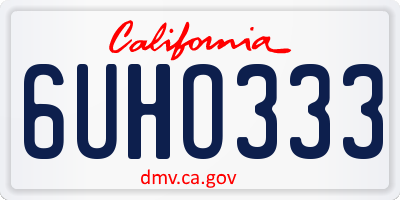 CA license plate 6UHO333