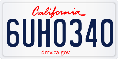 CA license plate 6UHO340