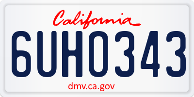 CA license plate 6UHO343