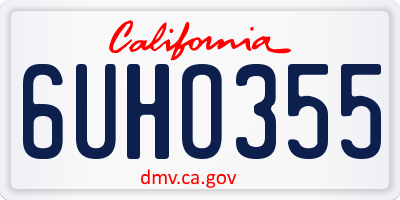 CA license plate 6UHO355