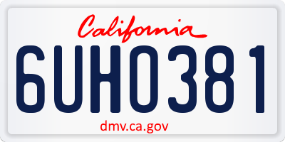 CA license plate 6UHO381