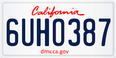 CA license plate 6UHO387