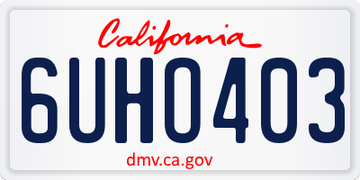 CA license plate 6UHO403