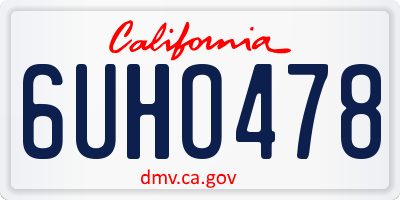 CA license plate 6UHO478