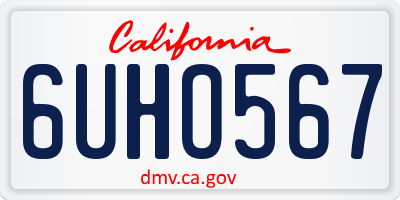 CA license plate 6UHO567