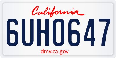 CA license plate 6UHO647