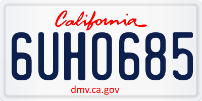 CA license plate 6UHO685