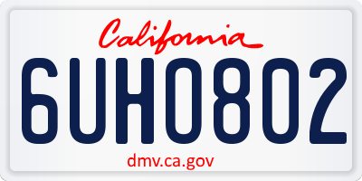 CA license plate 6UHO802
