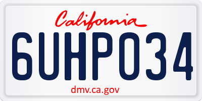 CA license plate 6UHP034