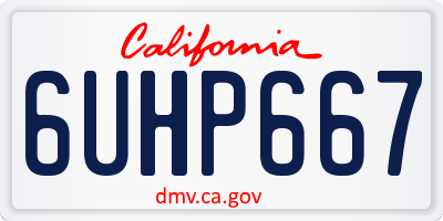 CA license plate 6UHP667