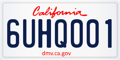CA license plate 6UHQ001