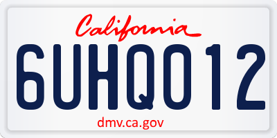 CA license plate 6UHQ012