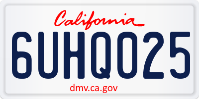 CA license plate 6UHQ025