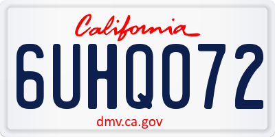 CA license plate 6UHQ072