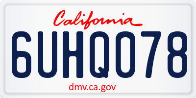 CA license plate 6UHQ078