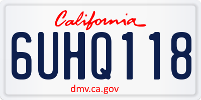 CA license plate 6UHQ118