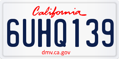 CA license plate 6UHQ139