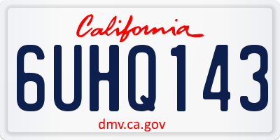 CA license plate 6UHQ143