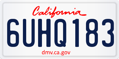 CA license plate 6UHQ183