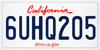 CA license plate 6UHQ205