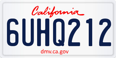 CA license plate 6UHQ212