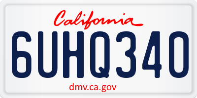 CA license plate 6UHQ340