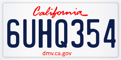 CA license plate 6UHQ354