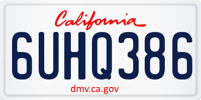 CA license plate 6UHQ386