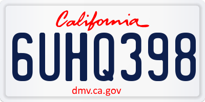 CA license plate 6UHQ398