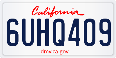 CA license plate 6UHQ409
