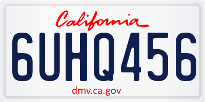 CA license plate 6UHQ456