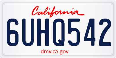 CA license plate 6UHQ542